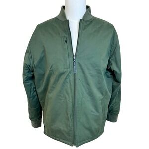 BYLT Reversible Hi Lo‎ Bomber Jacket Green Tan Quilted Mens Sz M Casual Coat